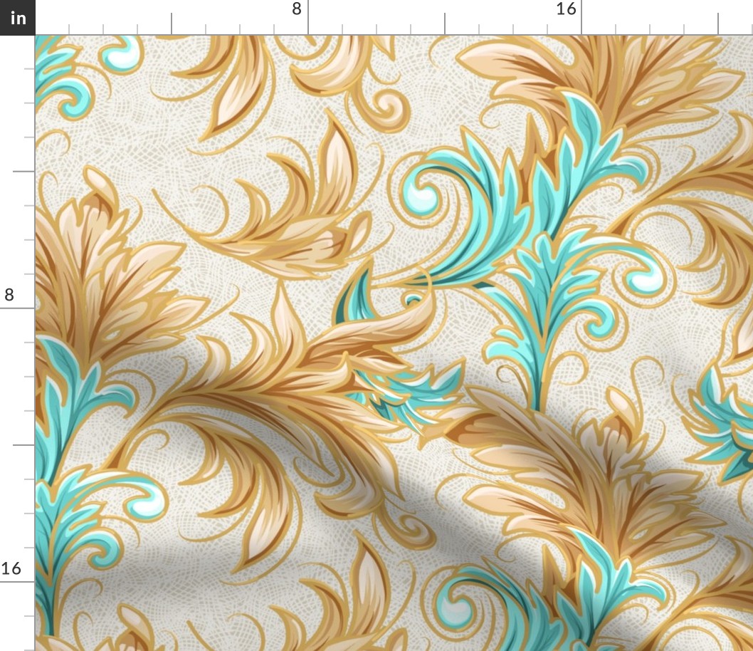 Rococo Bliss Single w Texture | Natural-Teal