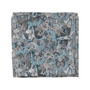 French Bulldogs in Couture- Rococo-Blue-larger scale