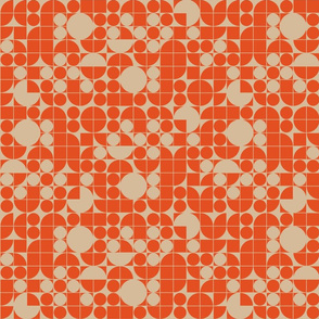 Small Scale - Groovy 70s Bright Orange Geo 