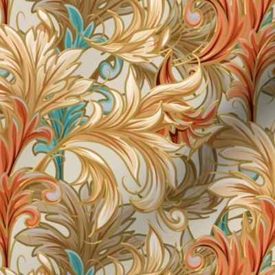 Rococo Bliss | Sm | Natural-Teal-Coral-Taupe