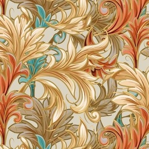 Rococo Bliss | Sm | Natural-Teal-Coral-Taupe