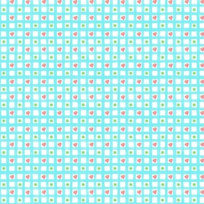 Small strawberry kiwi gingham in blue