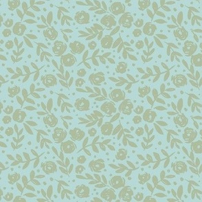 small scale - isabella floral - soft blue with sage floral