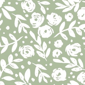 large scale - isabella floral - soft green