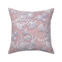 Paper Cut Flowers Faux Texture- Romantic Floral Rococo Medium- Home Decor- Mauve- Rose- Pink