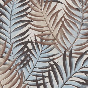 large scale 3d jungle palms / taupe background