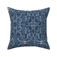 Blue Rococo Ornamental Vintage Pattern