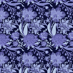 Baroque florals- blue - medium