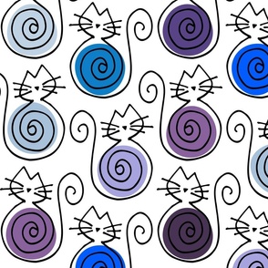 cats - bombalurina cat purple and blue - cats fabric