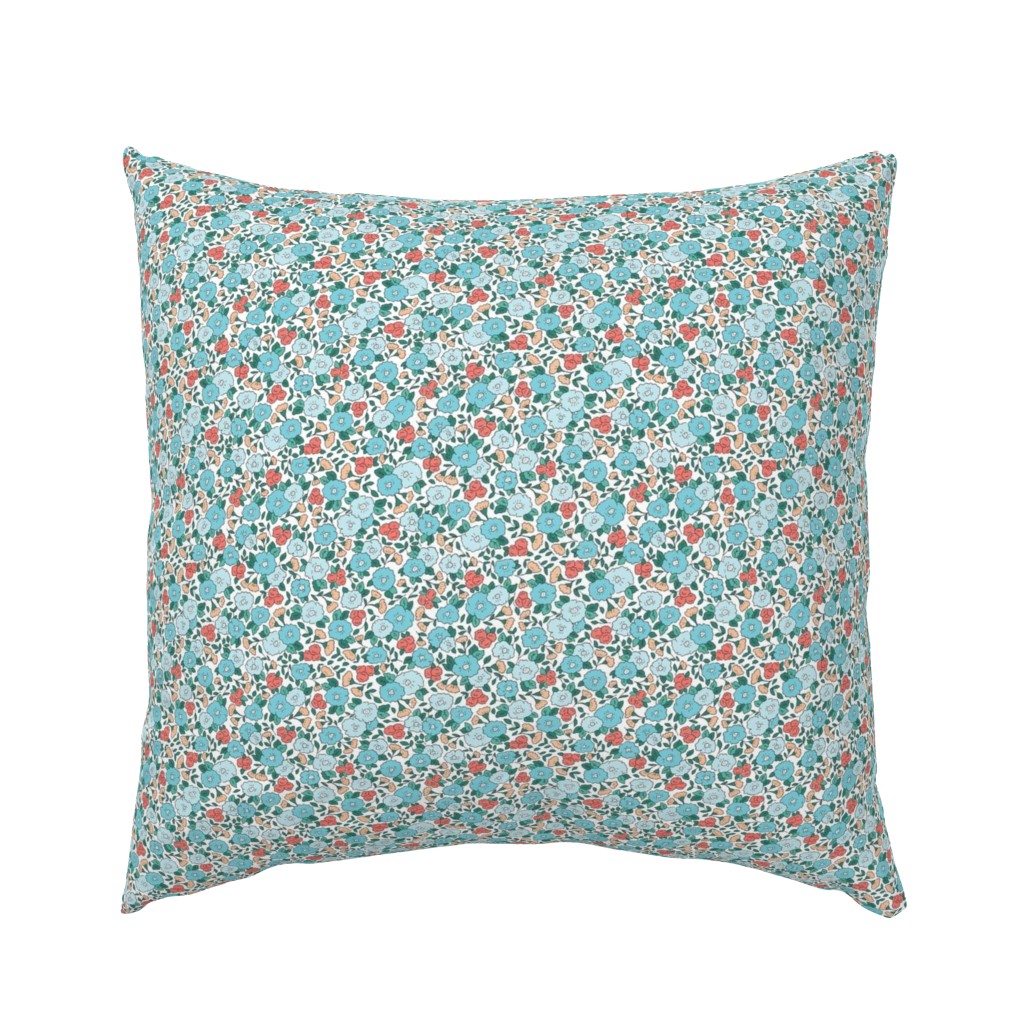 Vintage Ditsy Floral, Teal/Pink - XS