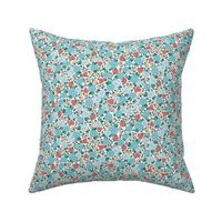 Vintage Ditsy Floral, Teal/Pink - XS