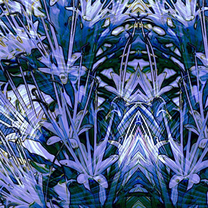 Blue Yucca Blossoms Art Nouveau Large