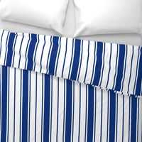 Deep Water Blue and White Vertical French Stripe
