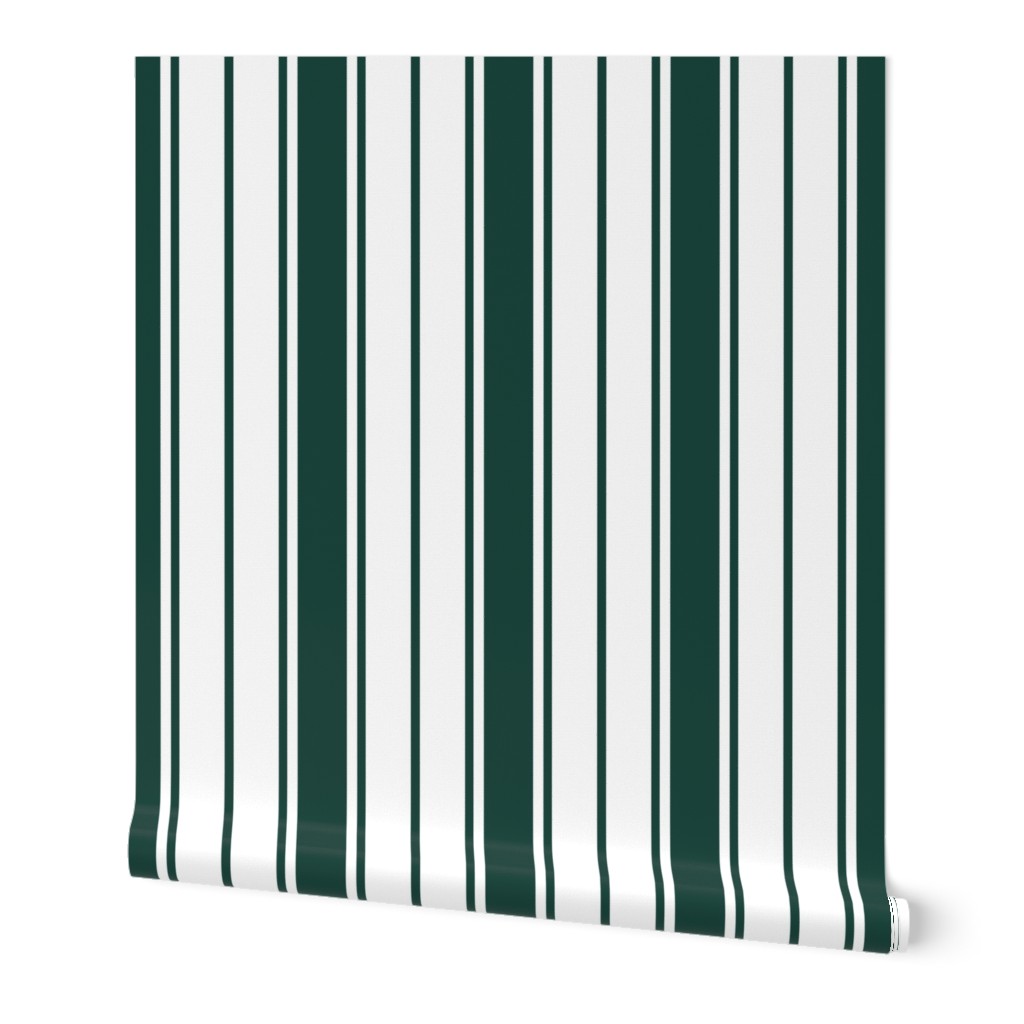 Cypress Green and White Vertical French Stripe