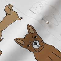 LARGE  dogs fabric - pet dog design, cute hand drawn dog illustration fabric