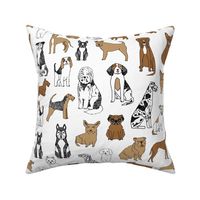 LARGE  dogs fabric - pet dog design, cute hand drawn dog illustration fabric
