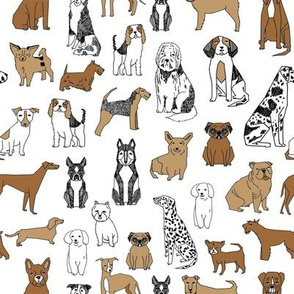 dogs fabric - pet dog design, cute hand drawn dog illustration fabric