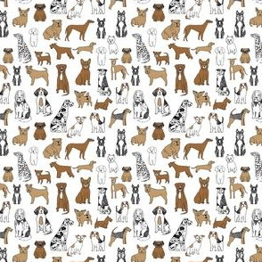 MINI dogs fabric - pet dog design, cute hand drawn dog illustration fabric