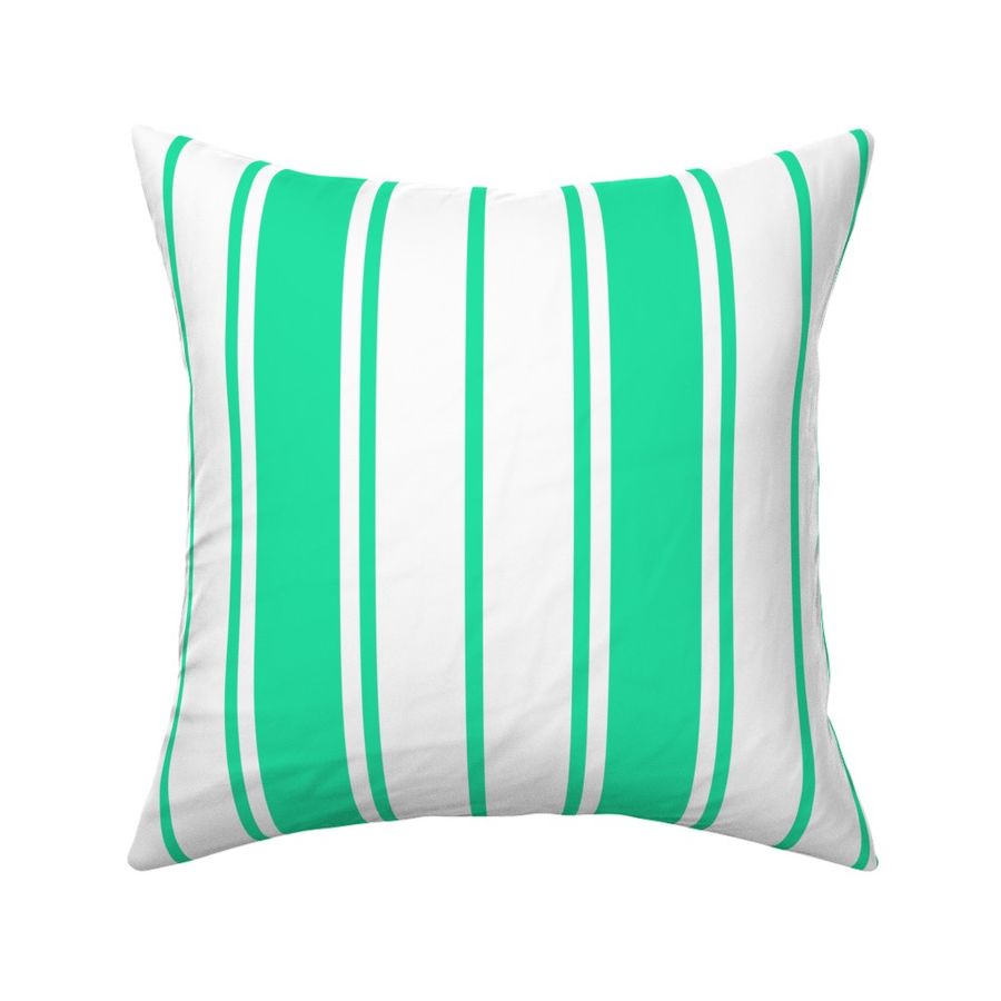 Sea Mint Green and White Vertical French Stripe