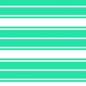 Sea Mint Green and White Horizontal French Stripe