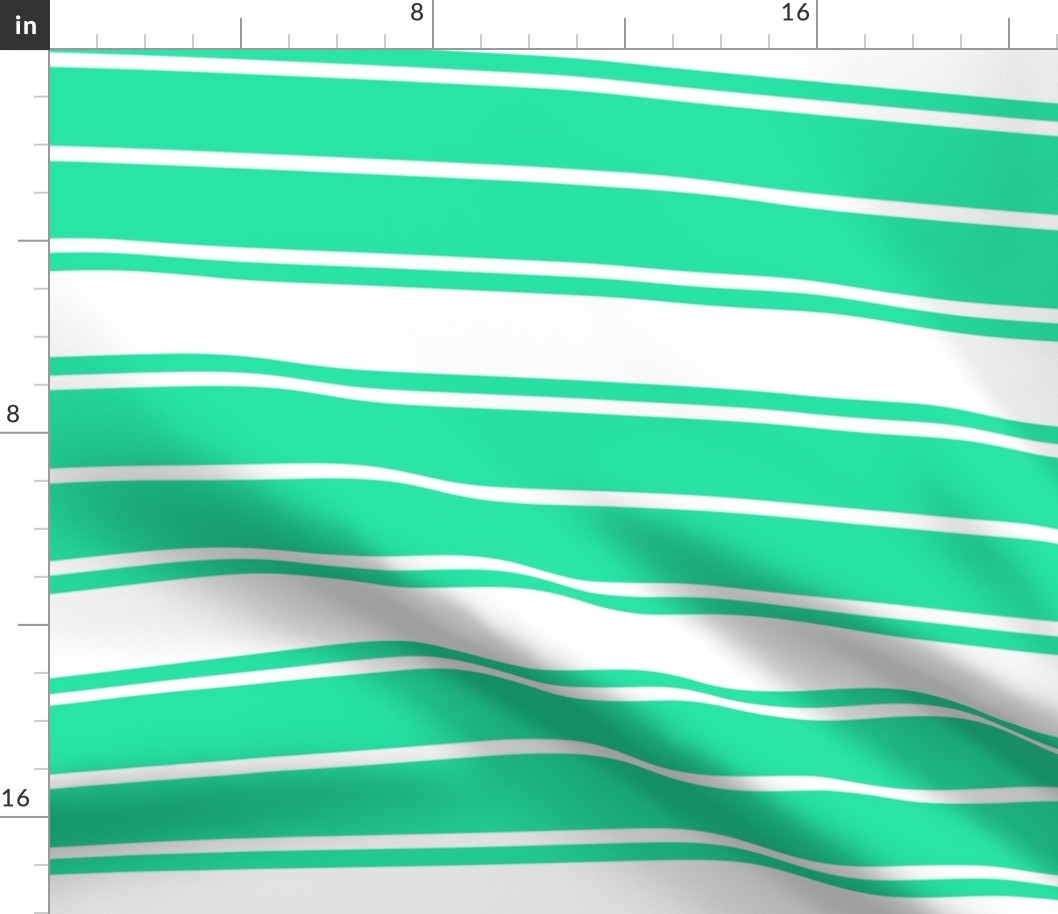 Sea Mint Green and White Horizontal French Stripe