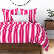Bright Flamingo Pink and White Vertical French Stripe