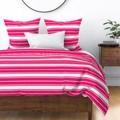 Bright Flamingo Pink and White Horizontal French Stripe