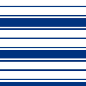 Deep Water Blue and White Horizontal French Stripe