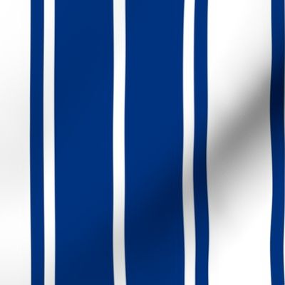 Deep Water Blue and White Vertical French Stripe