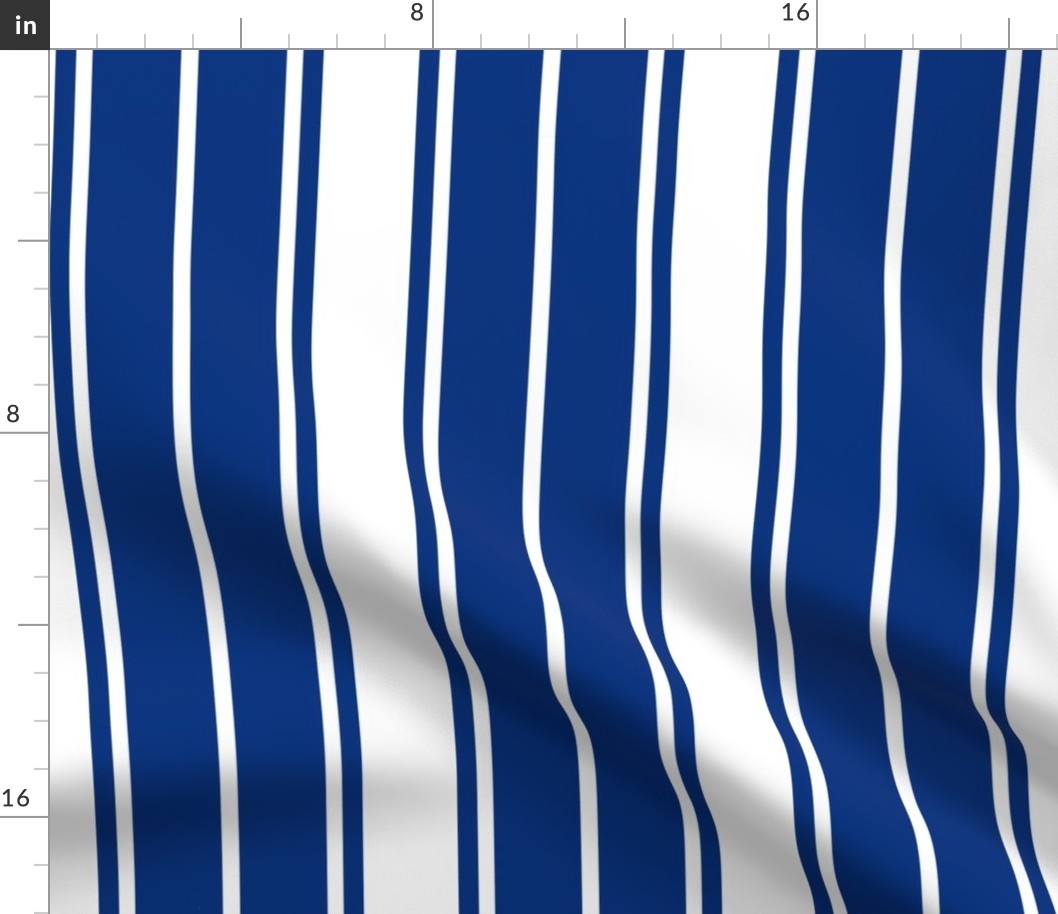 Deep Water Blue and White Vertical French Stripe