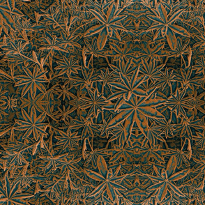 Lupine Leaves Faux Embossed Copper Patina 