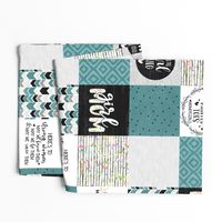 Girl Mom//Teal - Wholecloth Cheater Quilt 