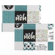 Girl Mom//Teal - Wholecloth Cheater Quilt 