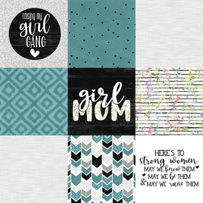 Girl Mom//Teal - Wholecloth Cheater Quilt 