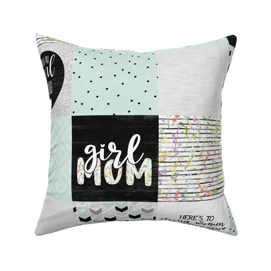 Girl Mom//Soft Mint - Wholecloth Cheater Quilt 