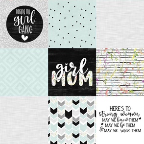 Girl Mom//Soft Mint - Wholecloth Cheater Quilt 