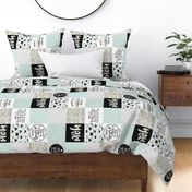Girl Mom//Soft Mint - Wholecloth Cheater Quilt - Rotated