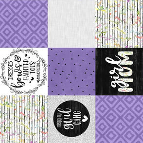 Girl Mom//Purple - Wholecloth Cheater Quilt - Rotated