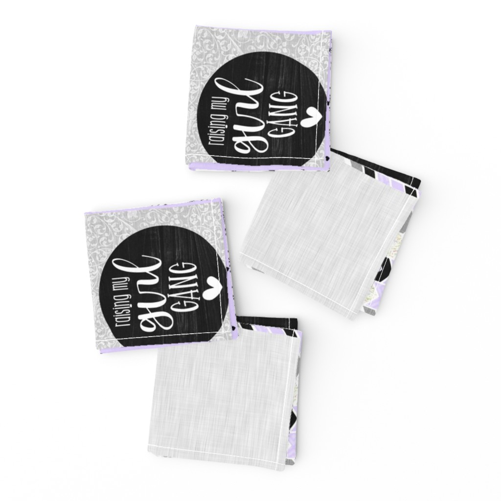 Girl Mom//Light Purple - Wholecloth Cheater Quilt - Rotated