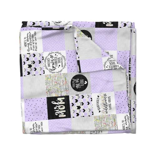 Girl Mom//Light Purple - Wholecloth Cheater Quilt - Rotated