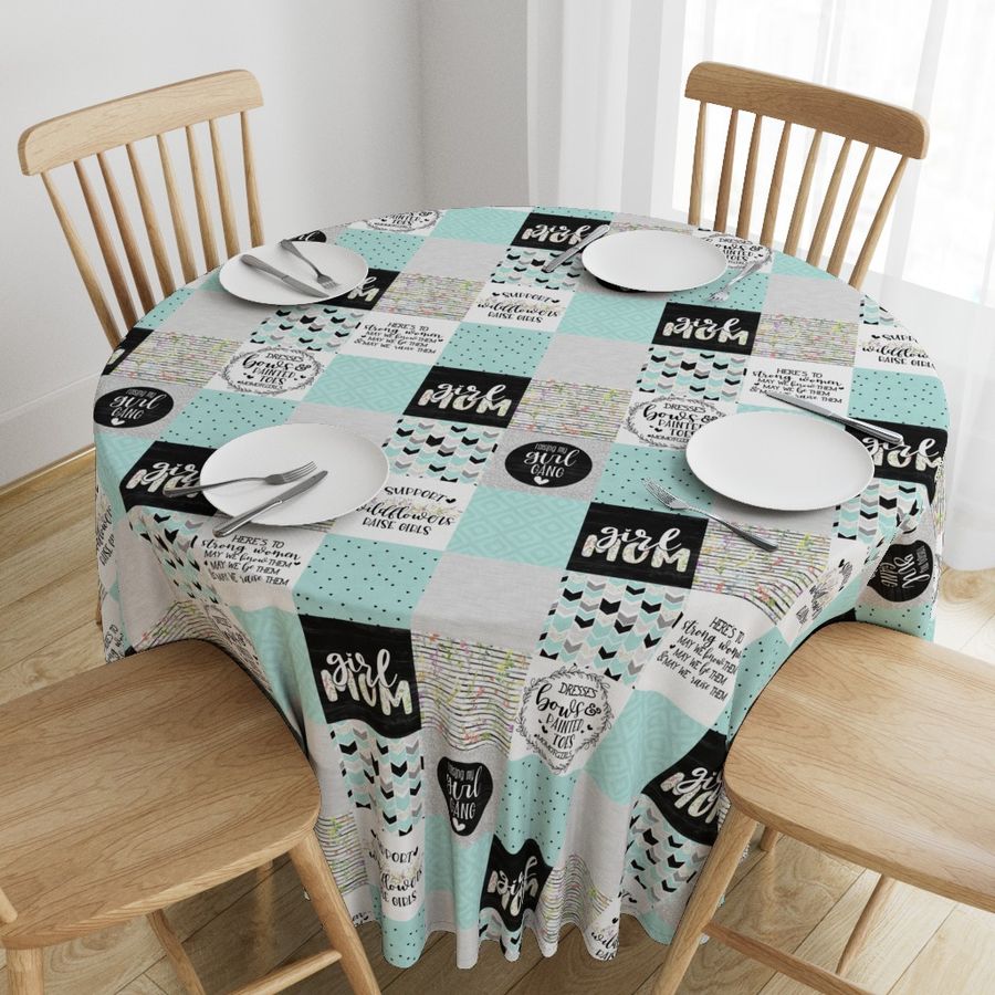 Girl Mom//Mint - Wholecloth Cheater Quilt 