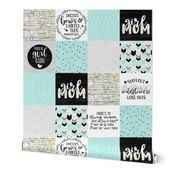 Girl Mom//Mint - Wholecloth Cheater Quilt 