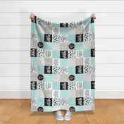 Girl Mom//Mint - Wholecloth Cheater Quilt - Rotated
