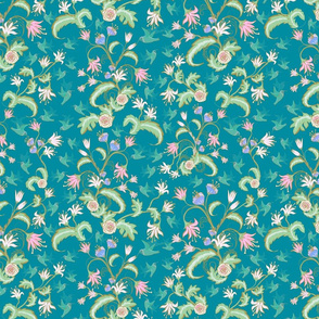 Colored wallpaper with flowers Kolibri - blue, green shades AS 377012 –