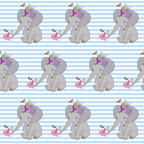 Baby Elephant Fleur (half brick) - blue Stripes, medium 