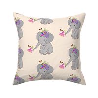 Baby Elephant Fleur (half drop) - cream, medium 