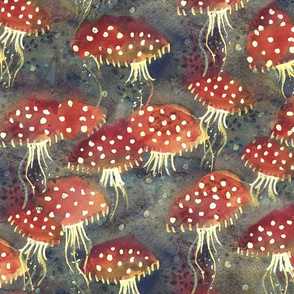 mushroom jelyfish watercolor by rysunki_malunki