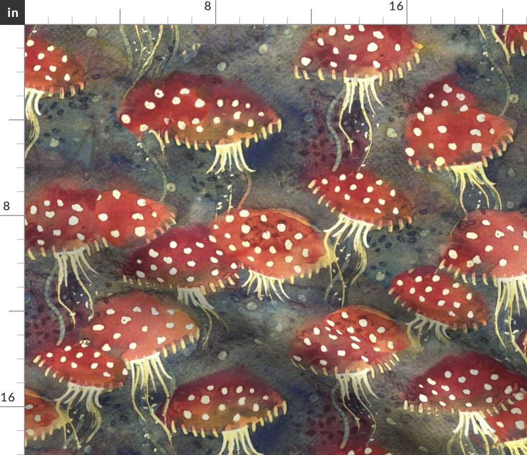 mushroom jelyfish watercolor by rysunki_malunki
