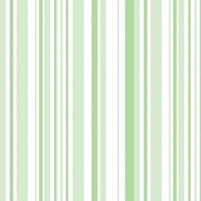 green and white , alternating wide, skinny stripe