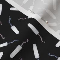 Tampons, period protection in black